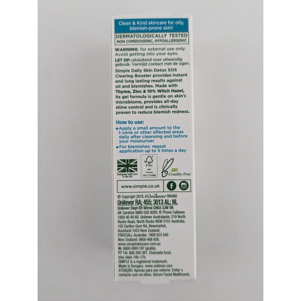 4 x Simple SOS Clearing Booster Long Lasting Shine & Blemish Control 25ml NEW - Picture 5 of 7